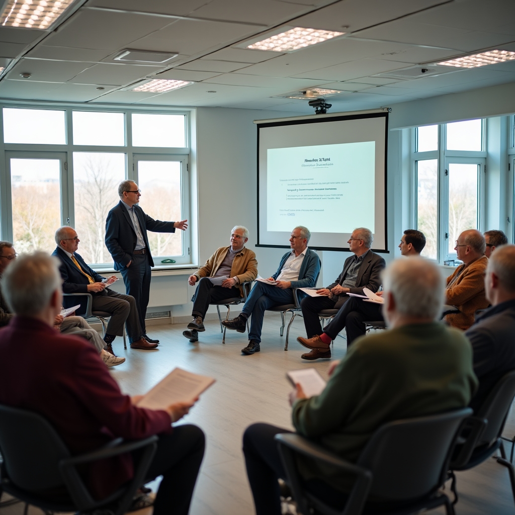 Группа пенсионеров на совместном занятии по финансовой грамотности